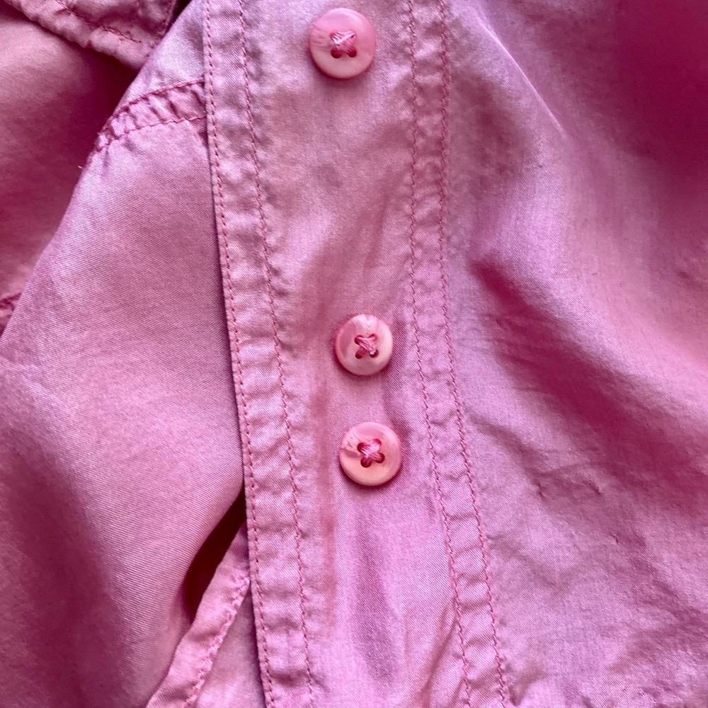 The Limited 100% Silk Pink Button Down Long Sleeve Blouse Medium - Picture 8 of 11